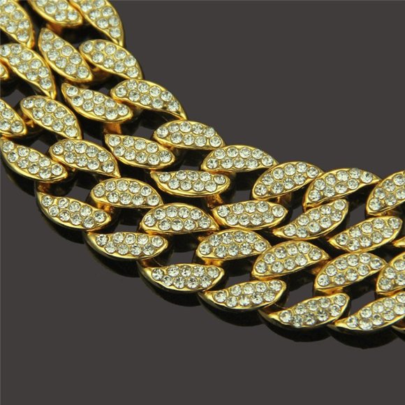 New! Iced Out Necklace Cuban Link Chain Hip Hop - Picture 5 of 6